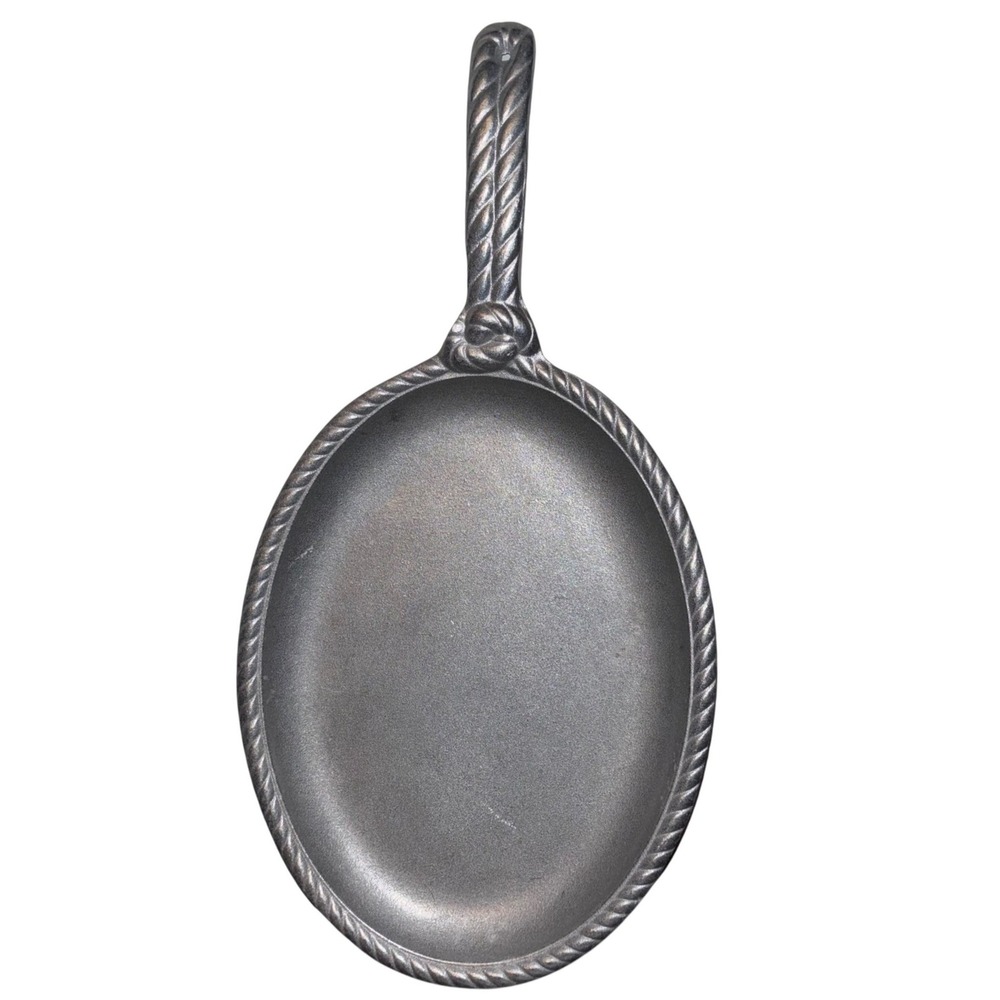 Vintage | Wilton RWP‎ | Pewter Oval Griddle Pan Rope Handle Textured Bottom